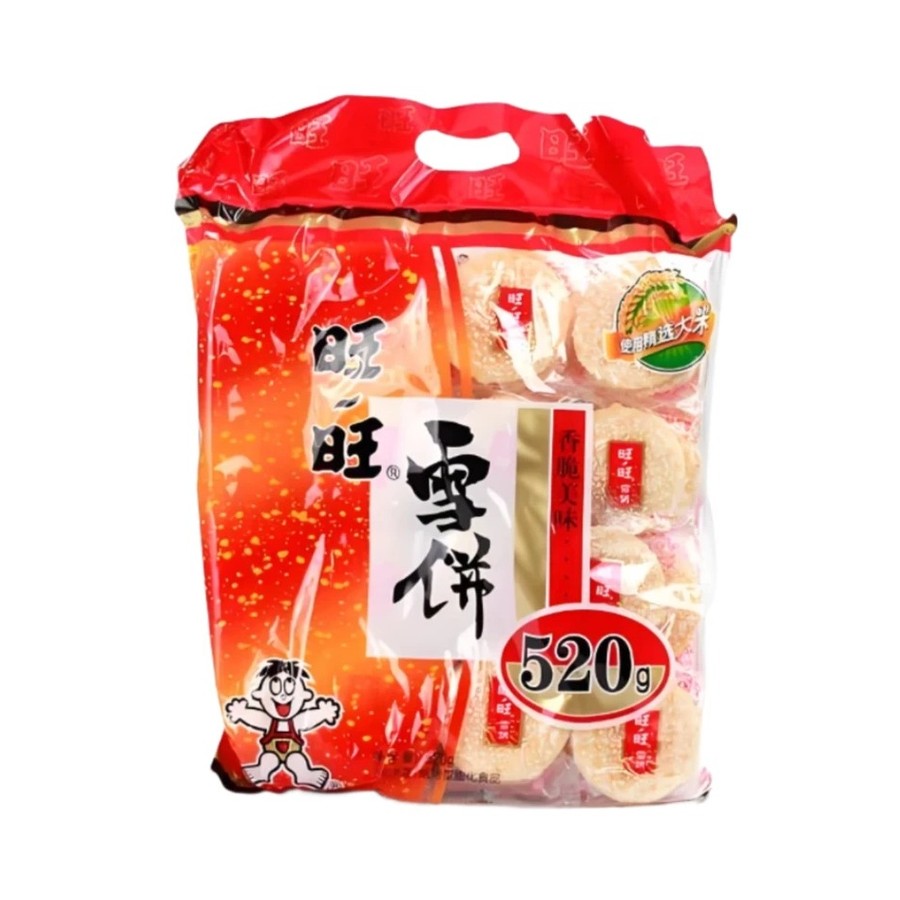 Large red sharing bag of lightly sweet snow rice crackers
